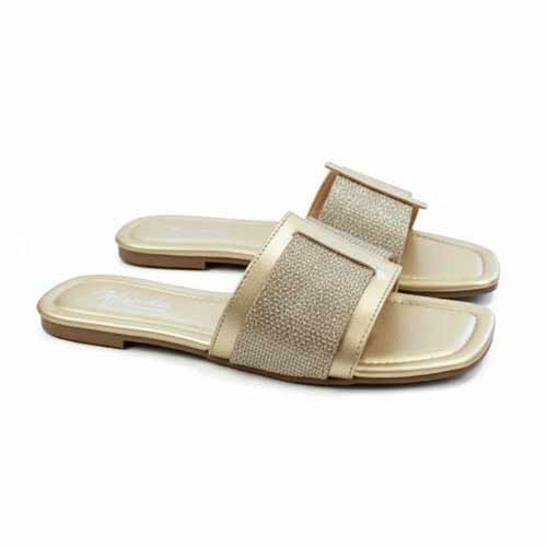 Premium Golden Jute Slippers - Elegant Flat Collection by Wisaal.co - Wisaal.co