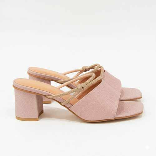 Premium Rose Gold Rhinestone Block Heel Slippers - Wisaal.co Elegant Heel Collection - Wisaal.co