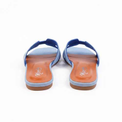 Premium Blue Denim Cutout Slippers - Elegant Flat Collection by Wisaal.co - Wisaal.co