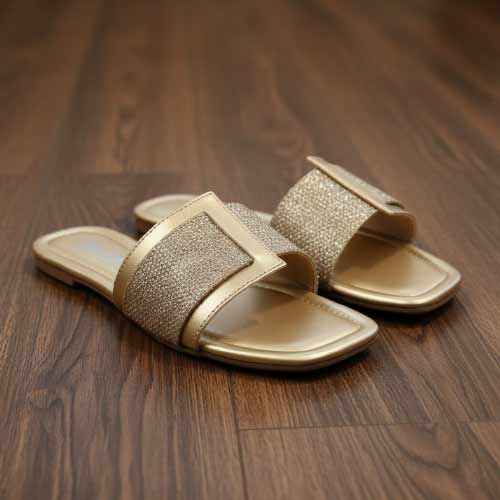 Premium Golden Jute Slippers - Elegant Flat Collection by Wisaal.co