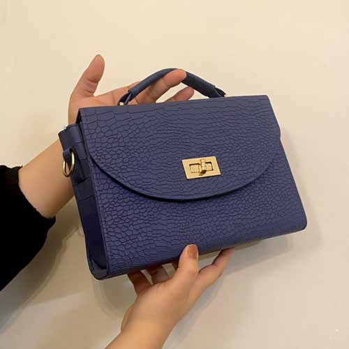 wisaal.co - Premium Blue Fabric Flap Bag - Evening Essential