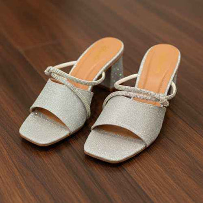 wisaal.co - Premium Silver Rhinestone Block Heel Sandals - Elegant Heel Collection