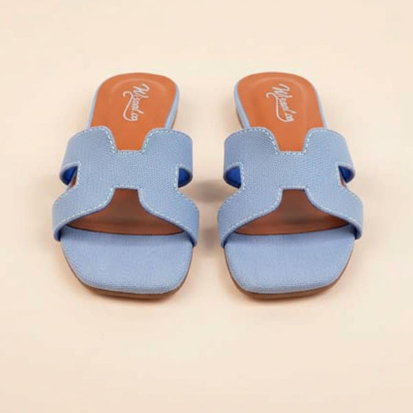Wisaal.co™ – Premium Denim Move Blue Cutout Slippers for Women - Wisaal.co