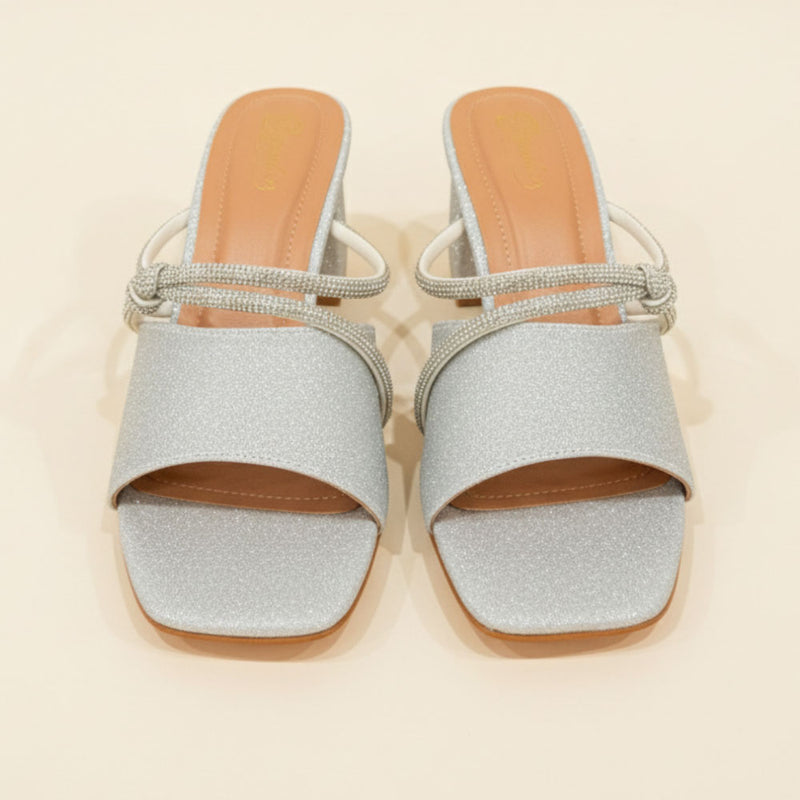 Wisaal.co™ – Luxury Glimmer Grace Silver Rhinestone Block Heel Sandals - Wisaal.co