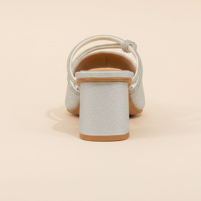 Wisaal.co™ – Luxury Glimmer Grace Silver Rhinestone Block Heel Sandals - Wisaal.co
