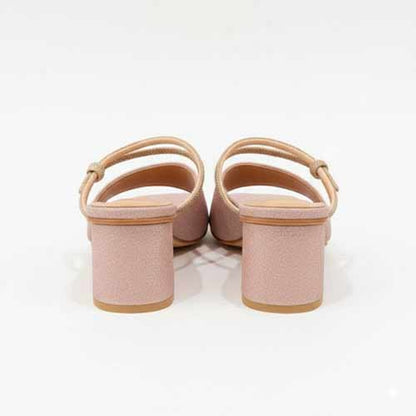Premium Rose Gold Rhinestone Block Heel Slippers - Wisaal.co Elegant Heel Collection - Wisaal.co