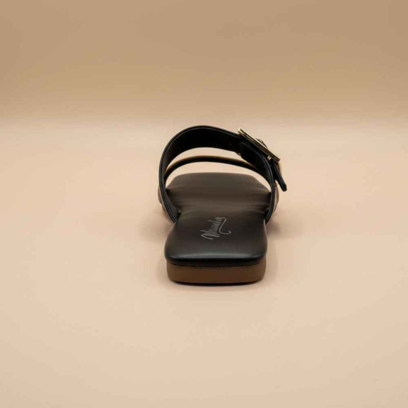 Comfortable Black Contrast Curve Flats for Modern Elegance