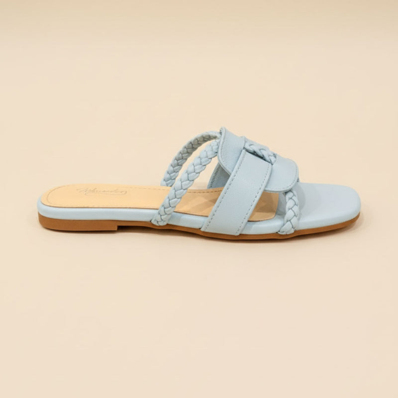 Wisaal.co™ – Elegant Sukoon Slides Light Blue Braided Flats Collection - Wisaal.co