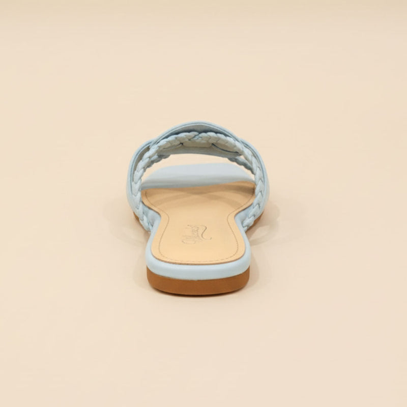 Elegant Sukoon Slides Light Blue Braided Flats Collection - Wisaal.co