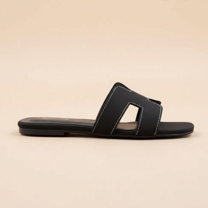 Stylish Comfort with Denim Move Black Cut out Flats - Wisaal.co