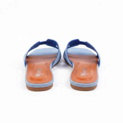 Premium Blue Denim Cutout Slippers - Elegant Flat Collection by Wisaal.co - Wisaal.co