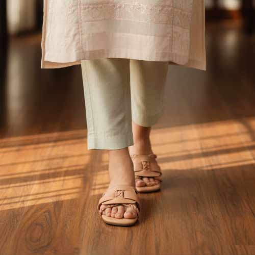 wisaal.co - Premium Nude Braided Flat Sandals - Elegant Flat Collection