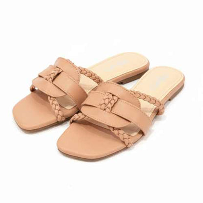 wisaal.co - Premium Nude Braided Flat Sandals - Elegant Flat Collection