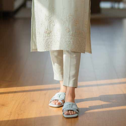 wisaal.co - Premium Light Blue Braided Flat Sandals - Elegant Flat Collection