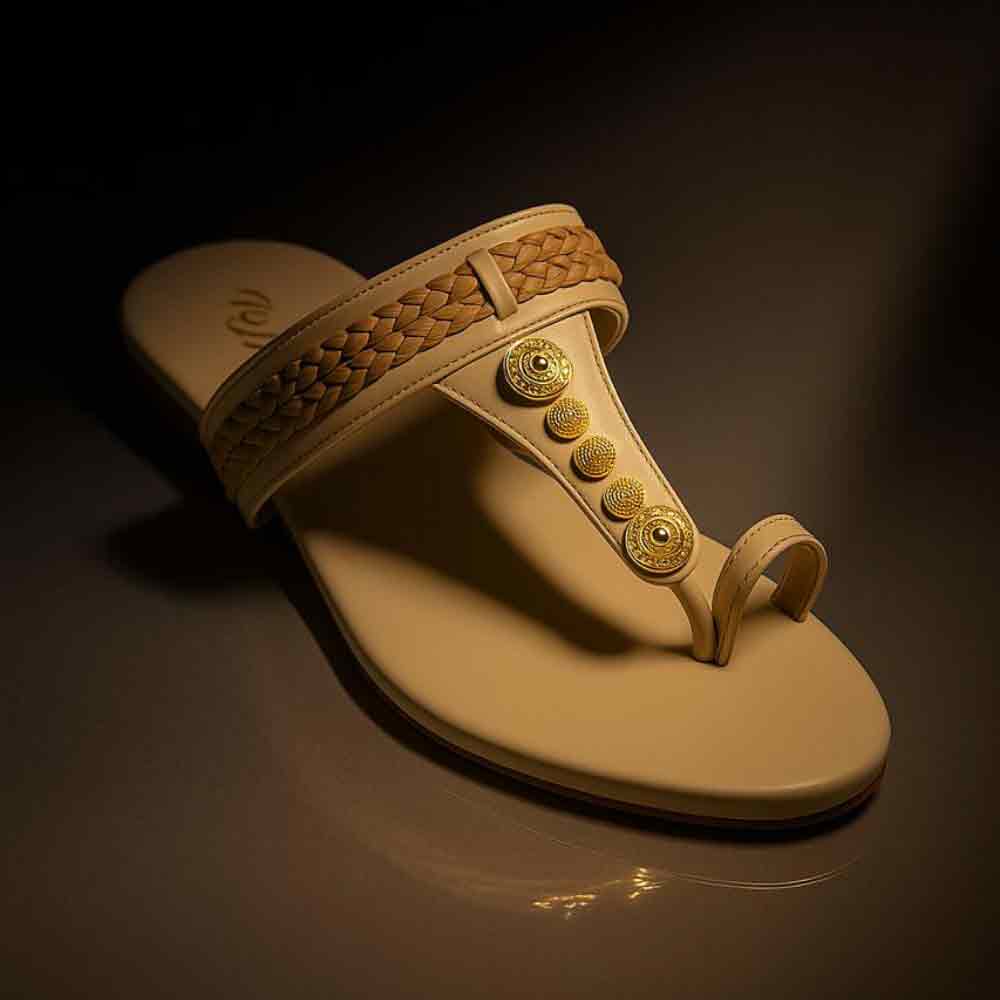 Beige Bronze Beat Flats - Sophisticated Neutral Shoes - wisaal.co