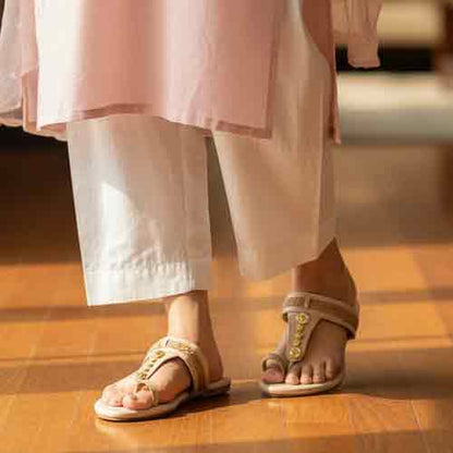 Beige Bronze Beat Flats - Sophisticated Neutral Shoes - wisaal.co