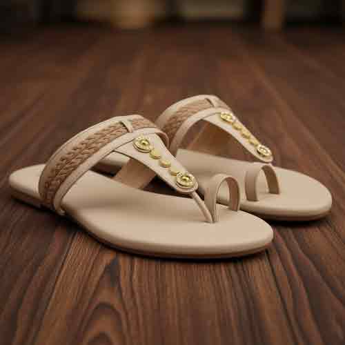 Beige Bronze Beat Flats - Sophisticated Neutral Shoes - wisaal.co
