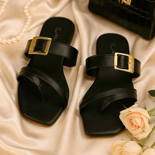 Black Frost Gleam Flats - Modern Chic Women's Shoes - wisaal.co