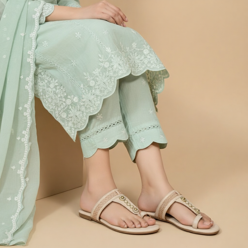 Wisaal.co™ – Bronze Beat Beige Flats for Effortless Everyday Elegance - Wisaal.co