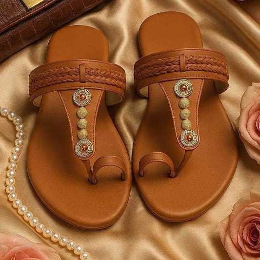 Bronze Beat (B) - Women Flat Slipper - wisaal.co