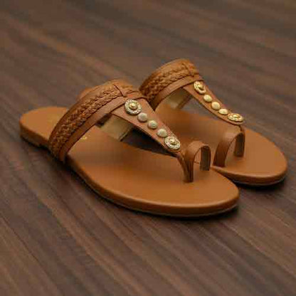 Brown Bronze Beat Flats - Urban Sophisticated Women's Shoes - wisaal.co