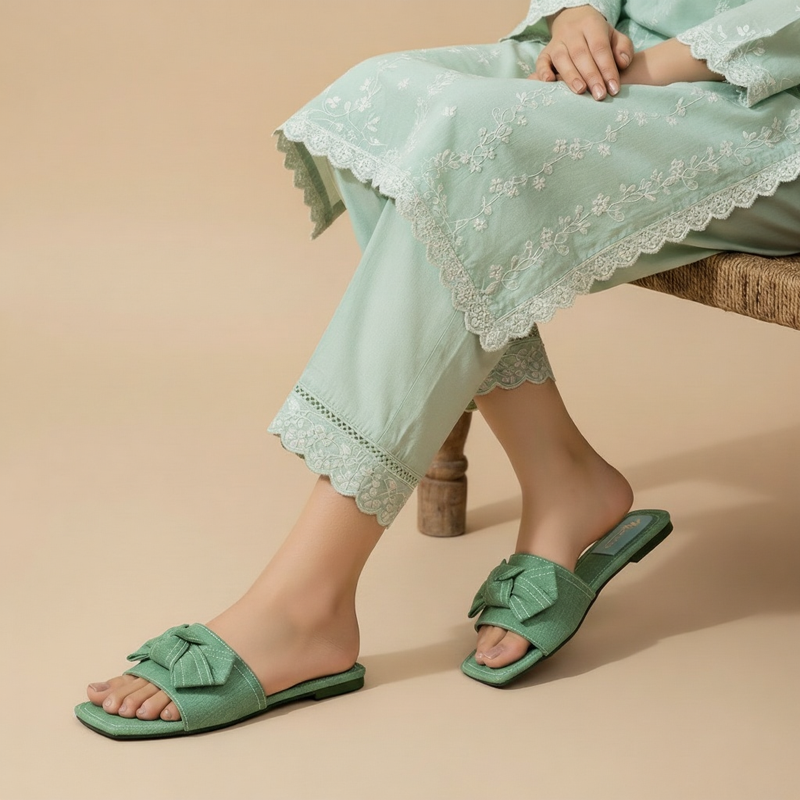 Wisaal.co™ – Stylish Denim Cloud Green Sandals for Casual Elegance - Wisaal.co