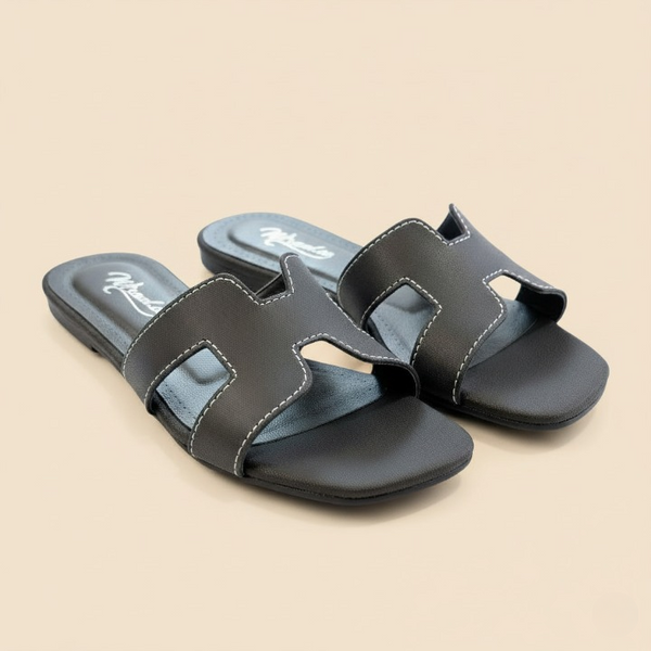 Stylish Comfort with Denim Move Black Cut out Flats - Wisaal.co