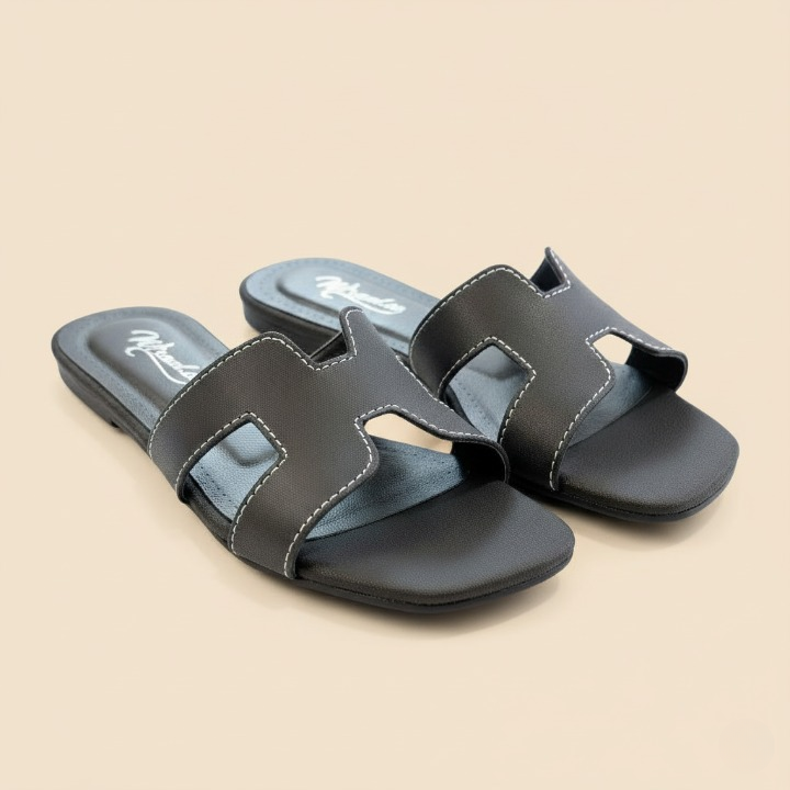 Stylish Comfort with Denim Move Black Cut out Flats - Wisaal.co