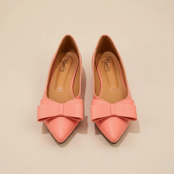 Wisaal.co™ – Coral Pink Pointed Toe Flats for Feminine Everyday Style - Wisaal.co