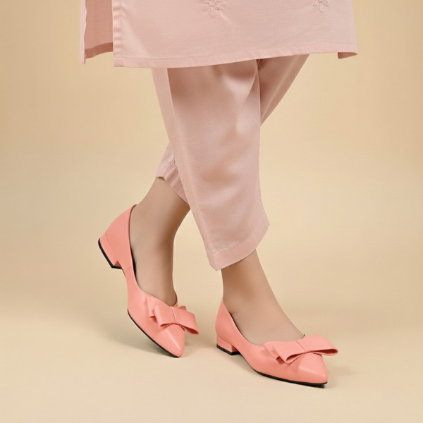Wisaal.co™ – Coral Pink Pointed Toe Flats for Feminine Everyday Style - Wisaal.co
