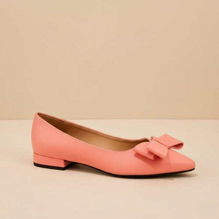 Wisaal.co™ – Coral Pink Pointed Toe Flats for Feminine Everyday Style - Wisaal.co