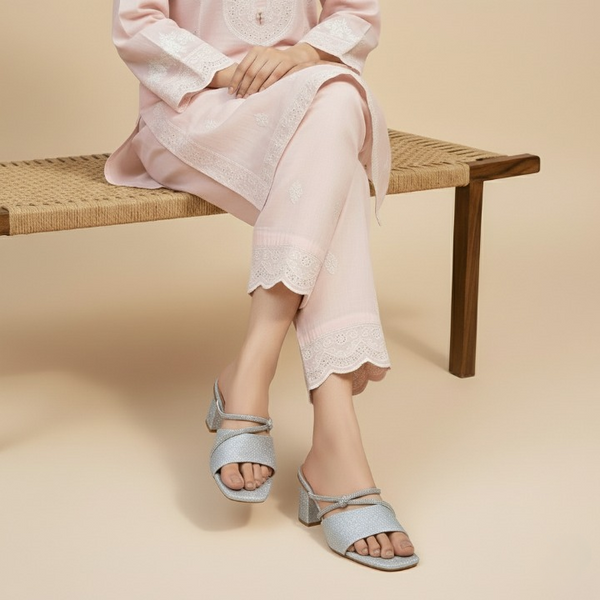 Wisaal.co™ – Luxury Glimmer Grace Silver Rhinestone Block Heel Sandals - Wisaal.co