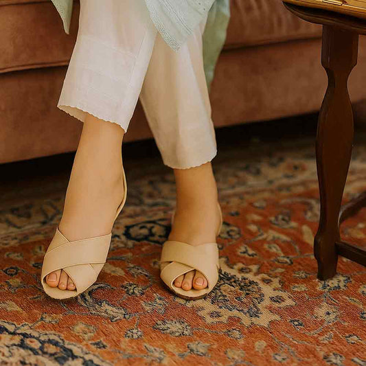 Nude Crossover Sandals - Versatile Women's Shoes - wisaal.co
