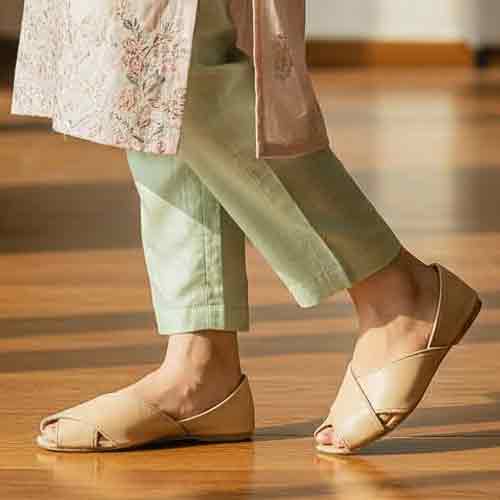 Nude Crossover Sandals - Versatile Women's Shoes - wisaal.co