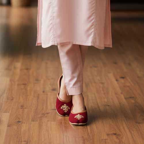 Ruby Embroidered Khussa - Royal Pakistani Wedding Shoes - wisaal.co