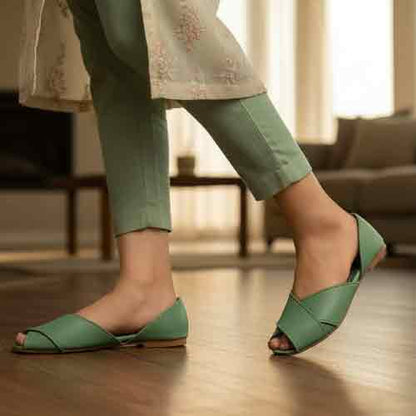 Sage Green Crossover Sandals - Summer Women's Shoes - wisaal.co