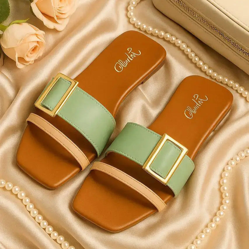 Green Contrast Curve flats showing artistic curved design details