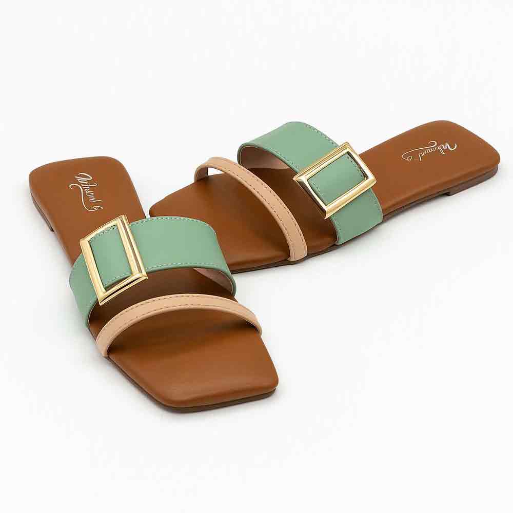 Green Contrast Curve flats worn showing comfortable fit and style