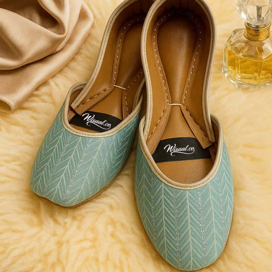 wisaal.co - Serene Aqua Chevron Khussa - wisaal.co