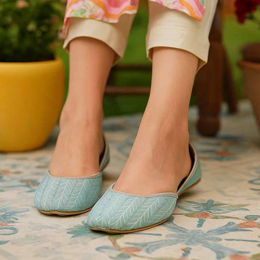wisaal.co - Serene Aqua Chevron Khussa - wisaal.co