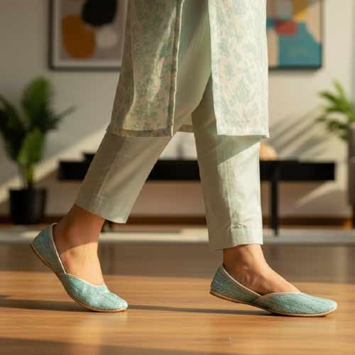 wisaal.co - Serene Aqua Chevron Khussa - wisaal.co