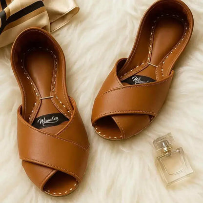 The Tan Crossover Slider Sandal - wisaal.co