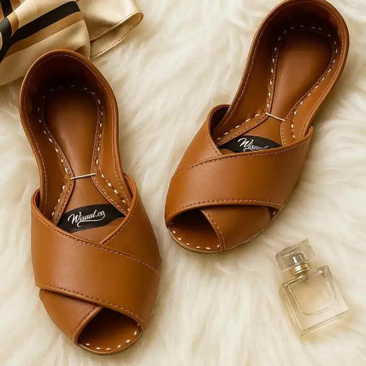 The Tan Crossover Slider Sandal - wisaal.co