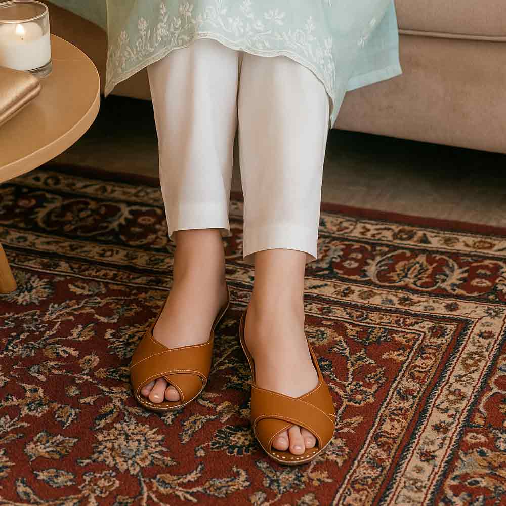 wisaal.co - Tan Crossover Slider Sandal - wisaal.co