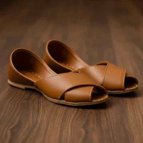 wisaal.co - Tan Crossover Slider Sandal - wisaal.co