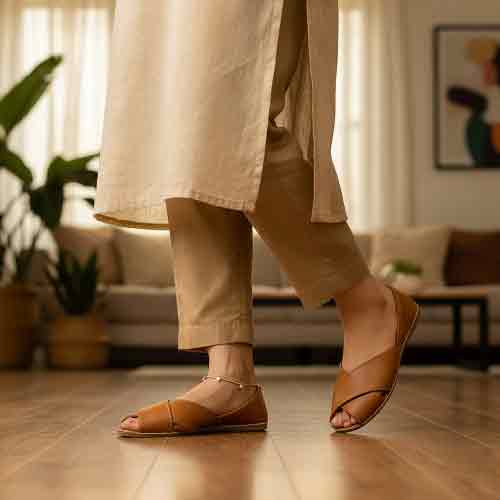 wisaal.co - Tan Crossover Slider Sandal - wisaal.co