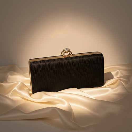 wisaal.co - Premium Black Fabric Clutch - Evening Essential