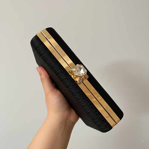 wisaal.co - Premium Black Fabric Clutch - Evening Essential
