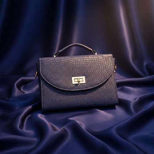 wisaal.co - Premium Blue Fabric Flap Bag - Evening Essential
