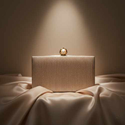 wisaal.co - Premium Brown Fabric Clutch - Evening Essential